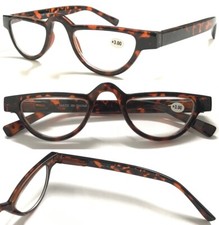 Retro Half Rim Reading Glasses Spring Hinge Vintage Half Moon Tortoiseshell L324