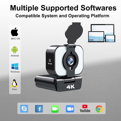 4K-Webcam mit Autofokus, 1080p-Computer-Kamera, Ultra-HD, USB, Livestream - Bild 4 von 8