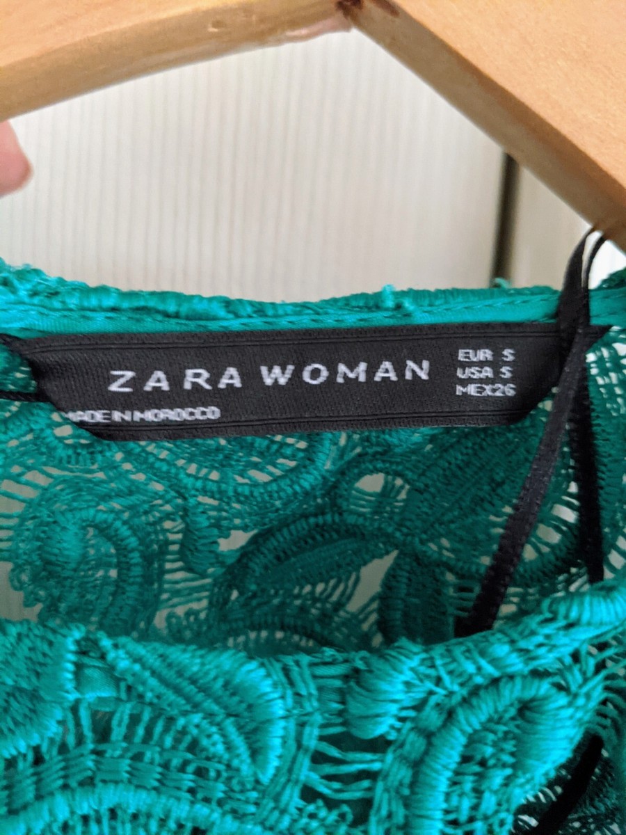 Zara Green Guipure Lace Tube Dress Size S Retail $99 | eBay
