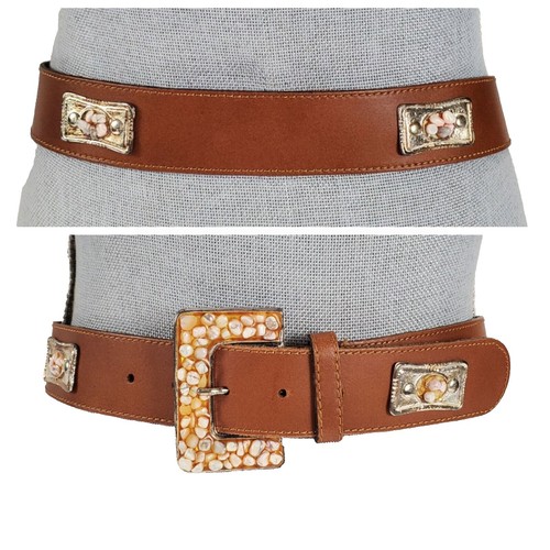Streets Ahead Brown Leather Silver Stud Embossed Concho  display picture 1