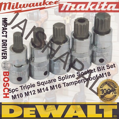 Bergen 5tlg Spline Steckschlüssel Bit Satz M10 M12 M14 M16 manipulationssicher M18