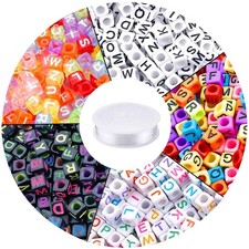 Augshy 1400pcs 5 Color Cube Alphabet Beads Bracelet Letter Beads for Bracelets