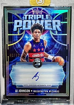 2025-26 TOPPS 3 AJ JOHNSON TRIPLE POWER AUTOGRAPHS ON CARD AUTO /49 