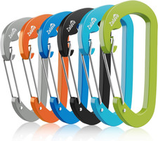 6PCS 3'' Carabiner Clip Aluminum Large D-Shape Spring for Keychain, 3 inch Heavy