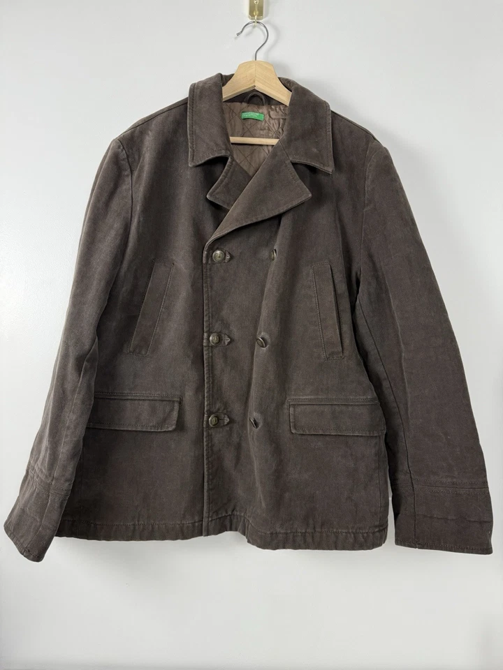 Abrigo Chaqueta Doble Pecho Forrado Guisante United Colors of Benetton Marrón 56 2XL Foto 2 de 4
