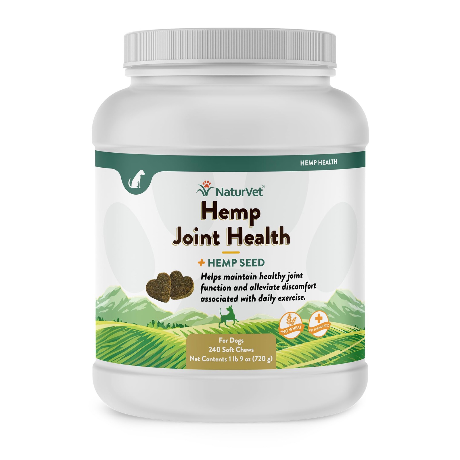 240 Soft Chews Hemp Joint Health Dog Supplements NaturVet Support Dogs Omega