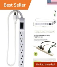 Go Green Power 6-Outlet Mini Surge Protector, 90 Joules, Circuit Breaker, Mou...