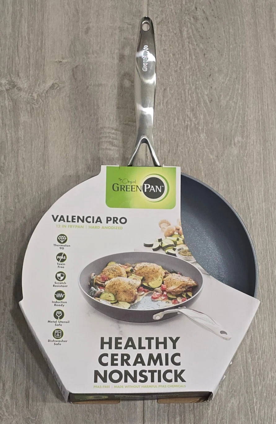 Greenpan Valencia Pro Ceramic Nonstick 12” Frying Pan Skillet, Hard Anodized Pfa