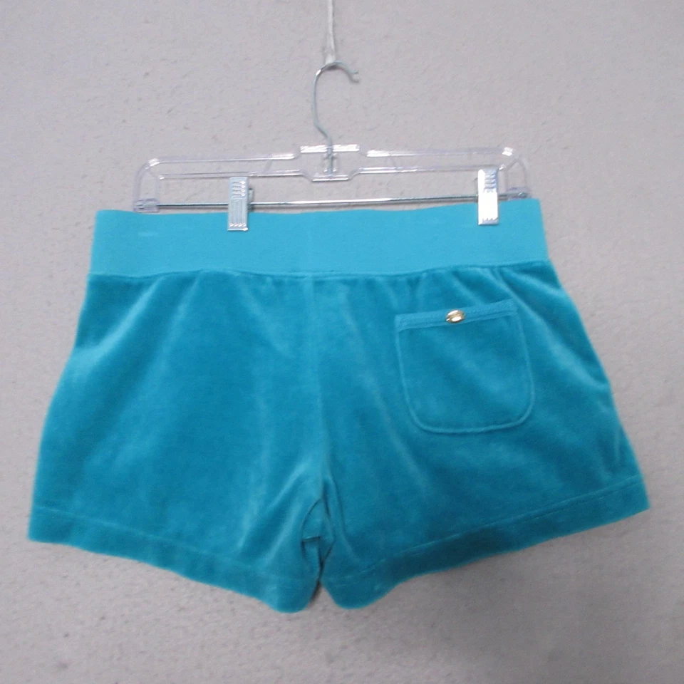 Juicy Couture Shorts Small Blue Velour Y2K 90s Lounge Pull On Comfort Cozy - Image 2 of 4