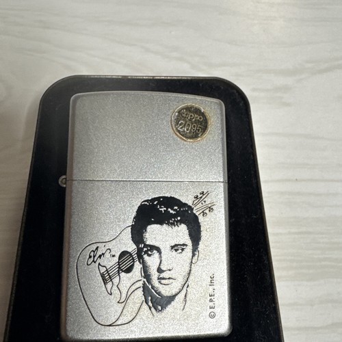 Zippo 2000 XVI Elvis Face with Guitar Brushed Chrome Lighter Tin 205EP.405