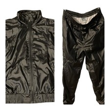 Vintage 90s PRINCE Tracksuit Black Shiny Zip Ankle Lined Tennis 2-Piece Womens S