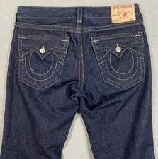 True Religion Ricky Relaxed Straight Dark Wash Jeans Mens 36x34 Made in USA Mint