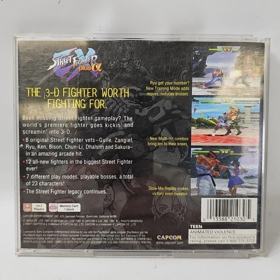 Street Fighter EX Plus Alpha (Sony PlayStation 1, PS1 1997) juego y arte trasero solamente Foto 2 de 2