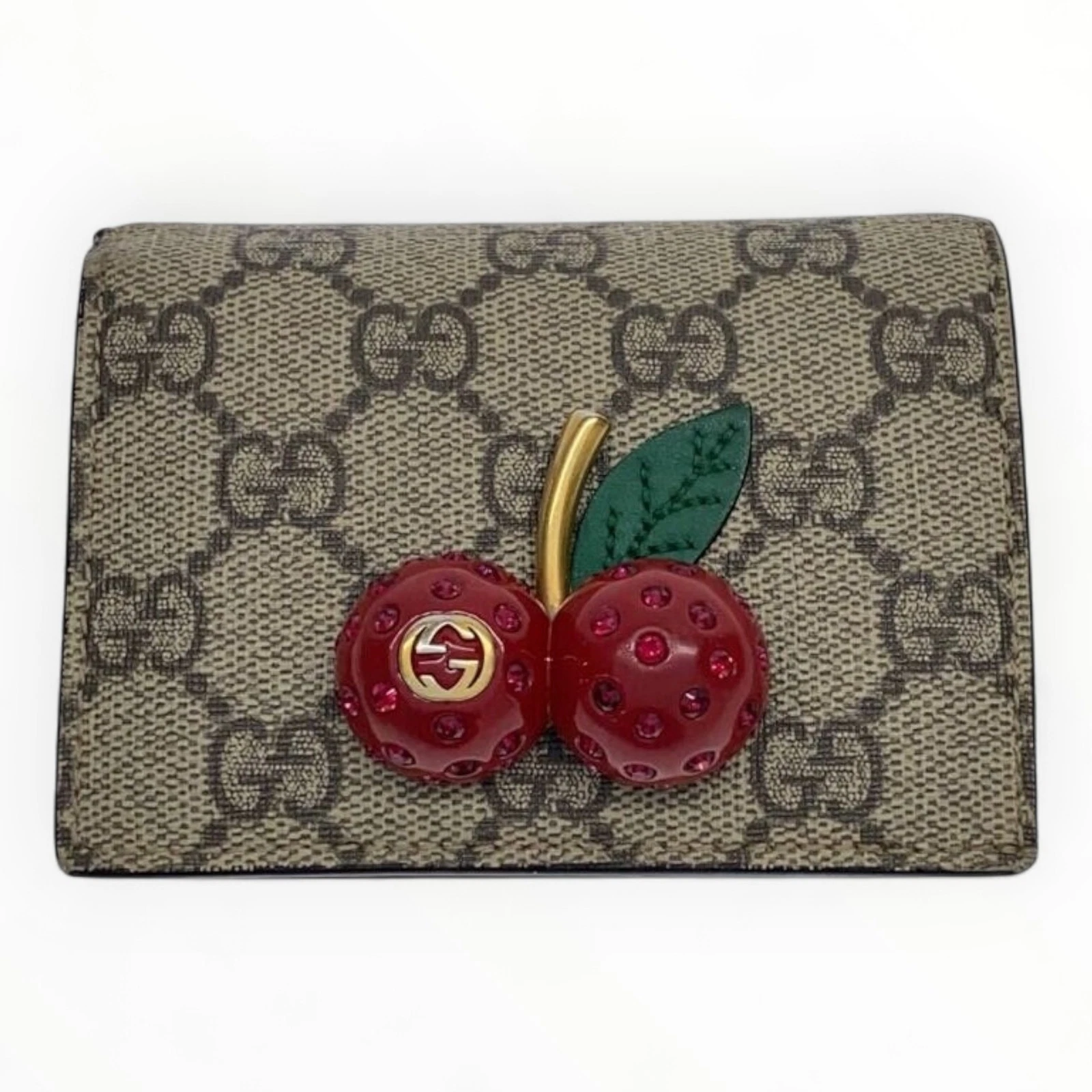 Portefeuille GUCCI GG Supreme Compact Cerise Femme 4657