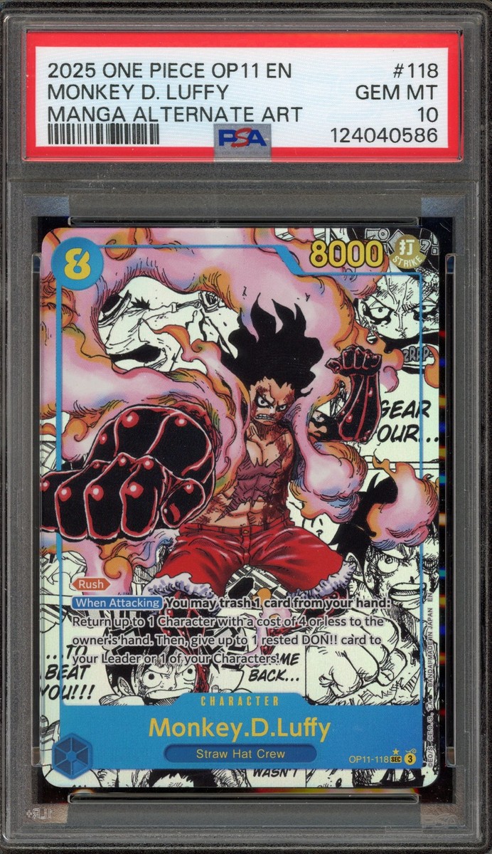 【PSA10】 MONKEY D. LUFFY MANGA ALT ART One Piece CCG Monkey.D.Luffy Manga Alternate Art OP11-118 PSA 10