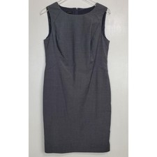 Talbots size 8 wool blend sheath dress gray sleeveless stretch career academia