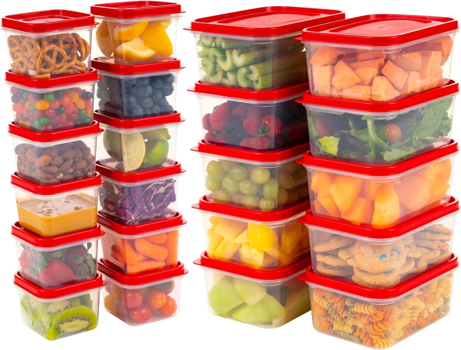 44 PC Plastic Food Storage Containers W/ Lids 22 Meal Prep Containers & 22 Lids
