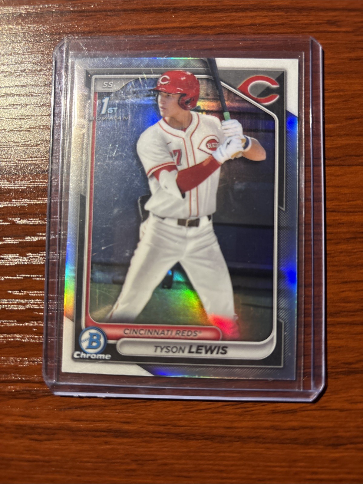 Tyson Lewis 2024 Bowman Draft Chrome Refractor 1st Bowman #BDC-44 Reds