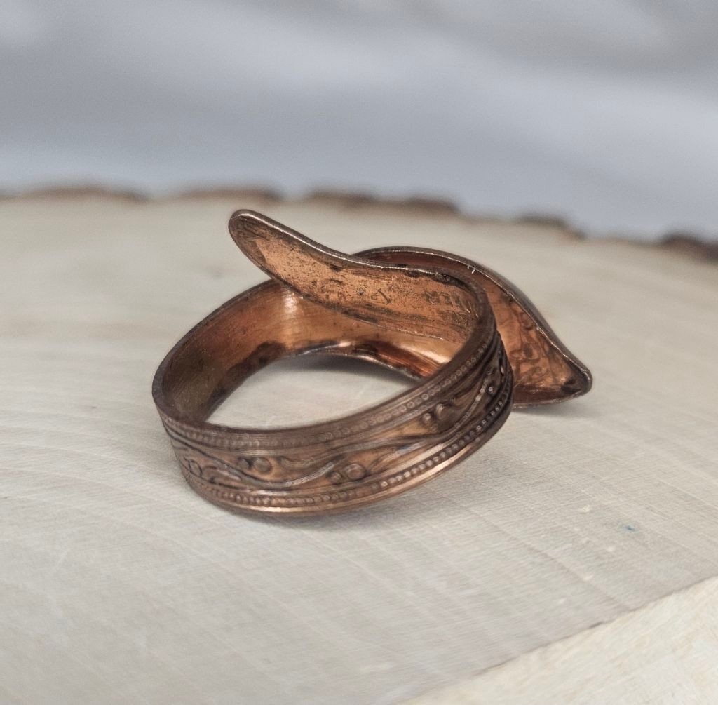 Vintage Solid Copper Snake Bypass Ring Adjustable… - image 6