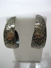 VINTAGE MEXICO HAMMERED STERLING SILVER 925 HALF HOOP EARRINGS