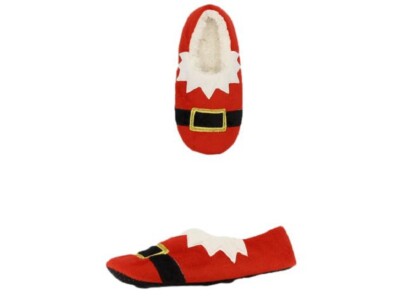 Herren Weihnachten Neuheit Hausschuhe Weihnachtsmann weich Fleece gepolstert kuschelig Slipper Pantolette