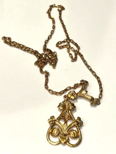 Authentic HERITGE MUSEUM REPLICAS 22" NECKLACE GOLD PLATED SHIELD VA4061