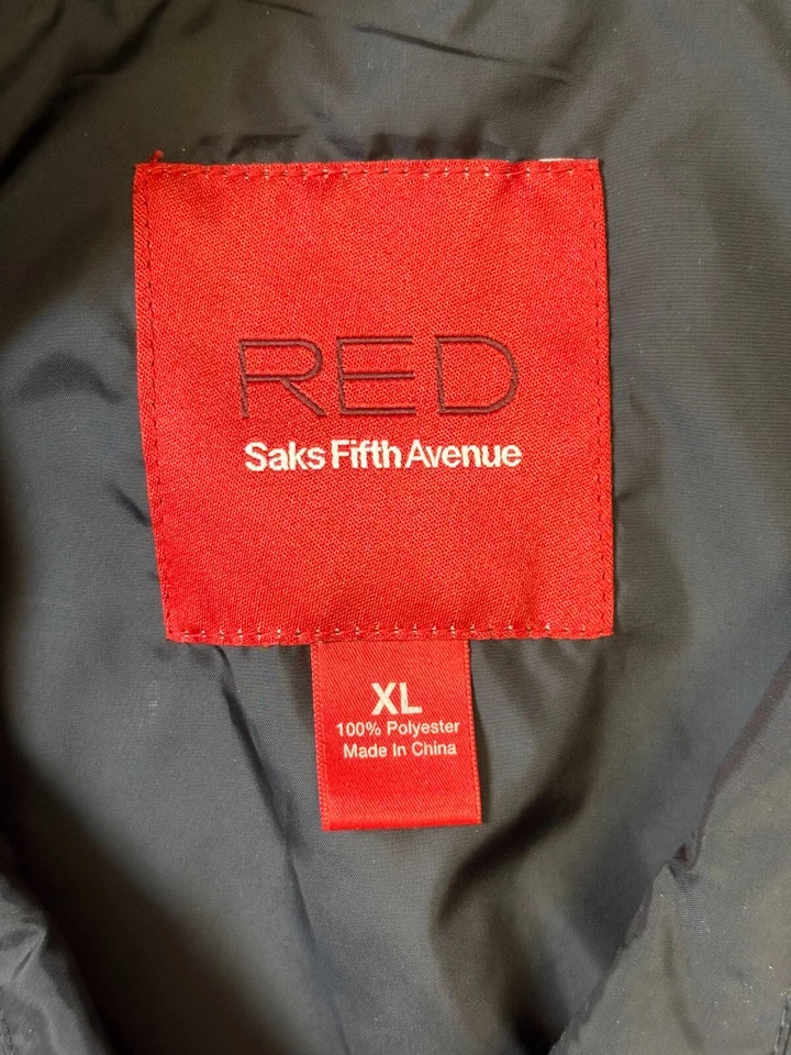 Gabardina Red Saks Fifth Avenue para mujer talla XL negra cintura con cinturón poliéster Foto 3 de 4