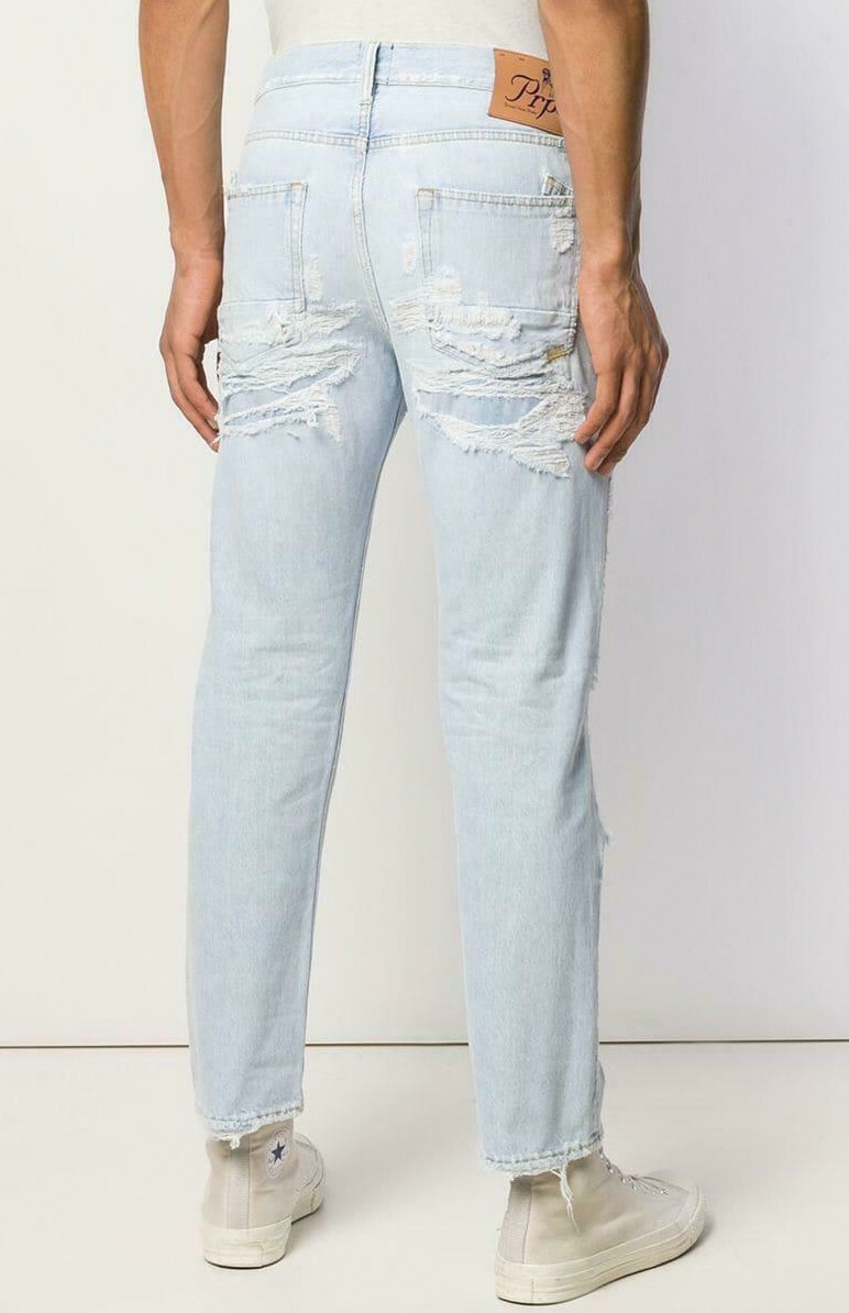 デニム+ジーンズ PRPS GOODS&CO. / SLIM TAPERED FIT DENIM $363 NWT PRPS GOODS & CO Sz36 LE SABRE RIPPED REPAIRED SLIM