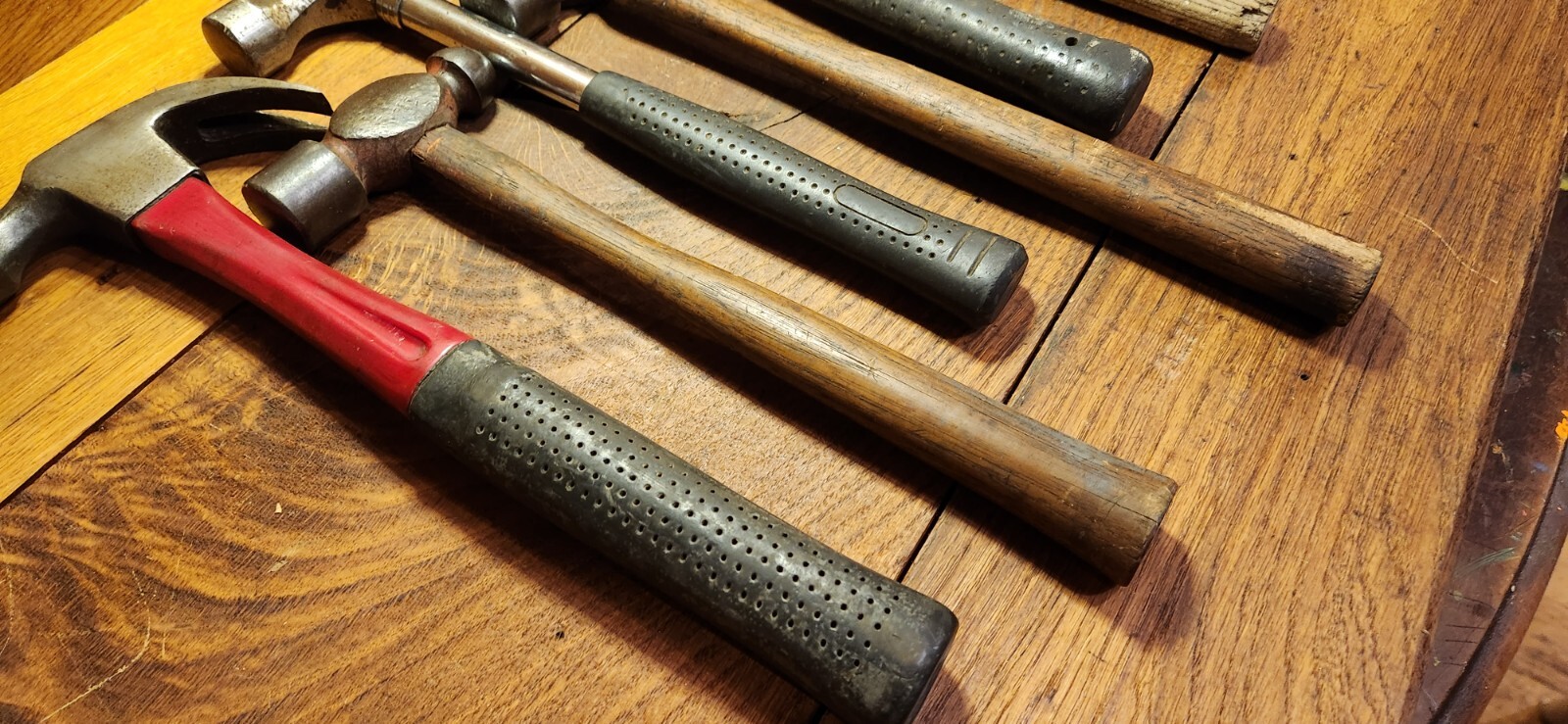 Lot of 9 Vintage Hammers, Claw and Ball Peen, Various Sizes, Used