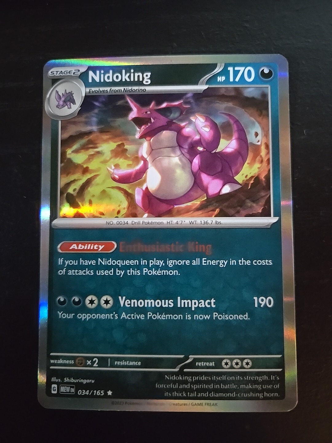 Pokémon 151 Nidoking Holo Rare Card 034/165 NM