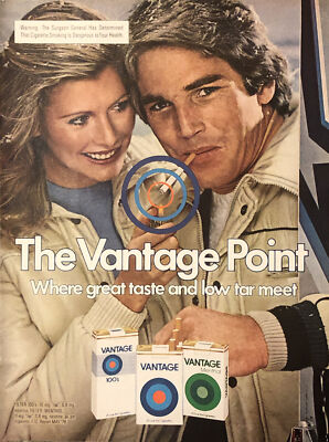 1980 Vantage Cigarettes PRINT AD Vantage Point Where Taste Low Tar
