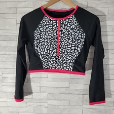 Ladies TU Jacket Black Pink Size 12 UK Cropped Sports Built in Bra Padded Zip
