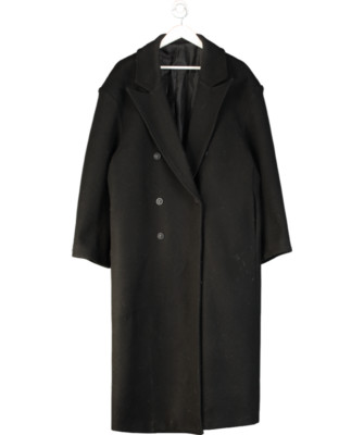 comma Black Longline Double Button Coat UK L