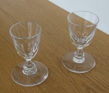 2 x Vintage Antique Victorian Facet Cut Crystal Port Glasses  9cm Tall x 5cm Dia