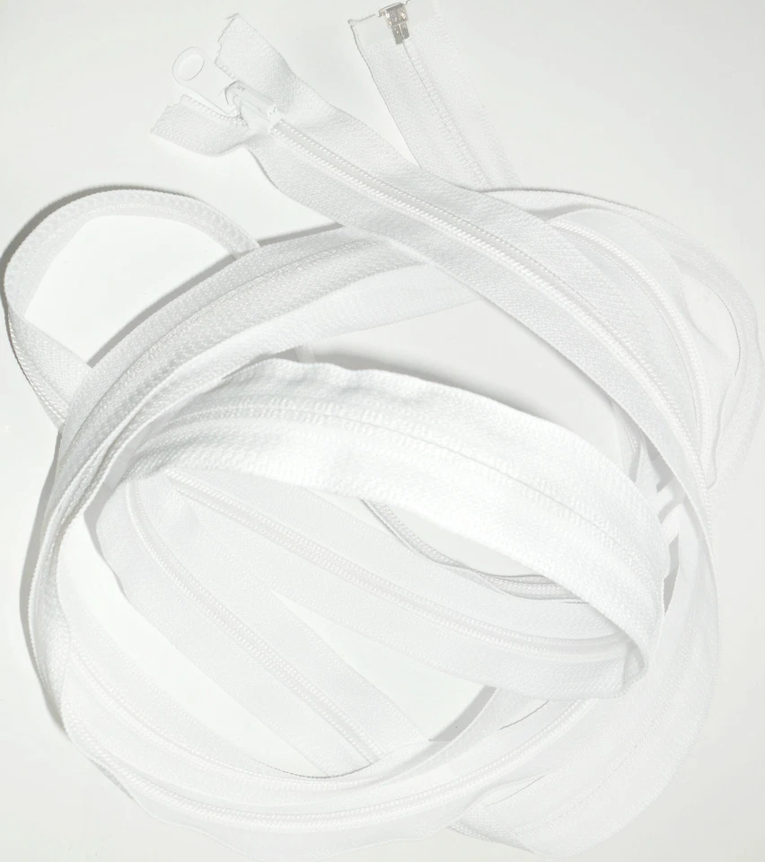LONG YKK ZIP WHITE, 104"/264CM, NYLON TEETH, PLASTIC OPEN END, X1 - image 3 of 3