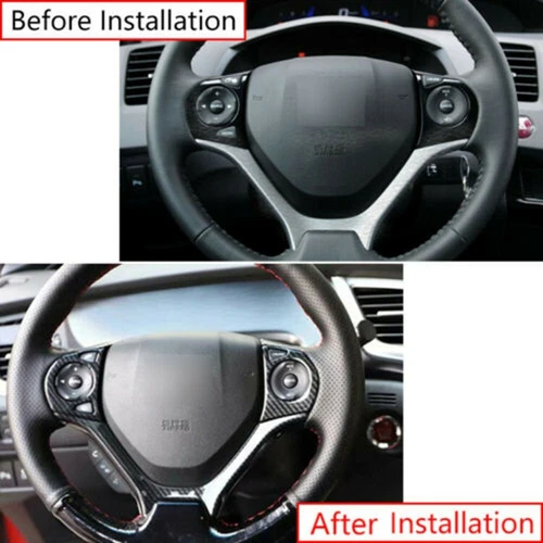 Cubierta/ajuste del cuadro del volante estilo fibra de carbono para Honda Civic 2012-2015 1x - Imagen 8 de 10
