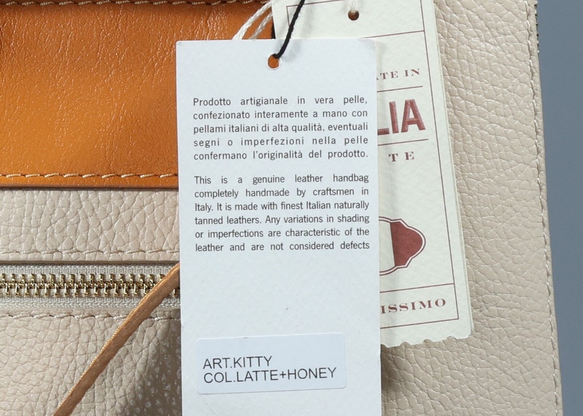 DIVINA FIRENZE KITTY Latte & Honey Pebbled Leather Backpack 