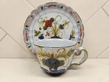 Faenza Garafano Blue Carnation Coffee Cup and Saucer