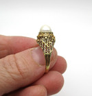 14K Yellow Gold Pearl Solitaire Brutalist Ring Size 8.5 [R322] — photo 6