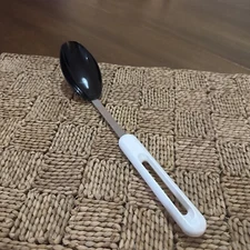 Vintage Bonny USA Nylon Plastic Solid Serving Spoon Cooking Black  & White 12"
