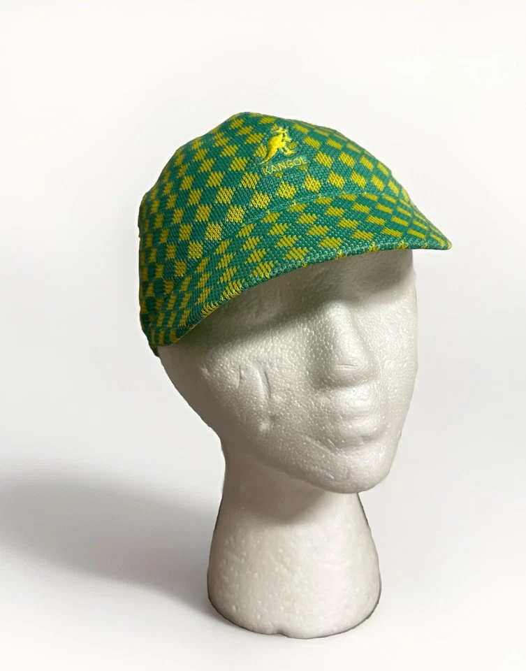 KANGOL Kids Cap Hat MEDIUM Green Yellow Check 38.83 - Image 3 of 4