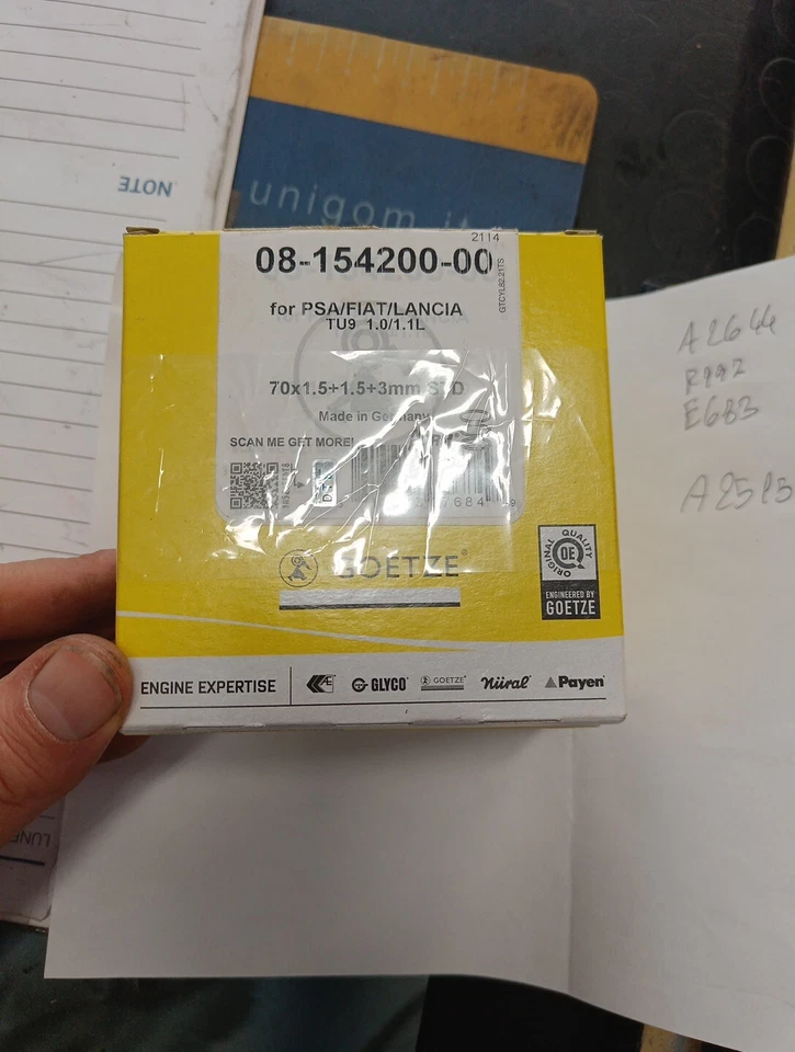 Kit fasce elastiche per 4 pistoni FIAT Panda, y10, uno. motore 1.000 1.100 STD - Immagine 2 di 4