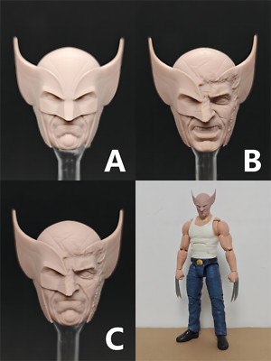 1/12 Unpainted Mask Wolverine Head Carved Fit 6'' ML/Mafex Action Figure
