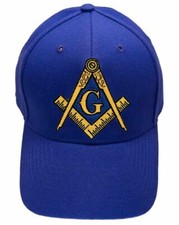 Freemason's Baseball Cap - Blue Hat with Blue and Gold Standard Masonic Symbol