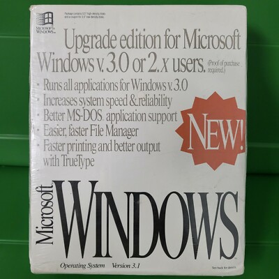 Microsoft Windows 3.1 UPGRADE Edition For Windows 3.0 or 2.X Users _ 3.5'' Disks