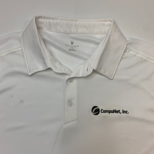 Spyder Freestyle Polo Shirt Mens L Large White Performance CompuNet, Inc Logo - Picture 4 of 14