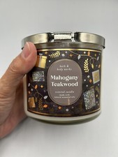 BATH  BODY WORKS MAHOGANY TEAKWOOD LARGE 3-WICK SCENTED 14.5 OZ FILLED CANDLE