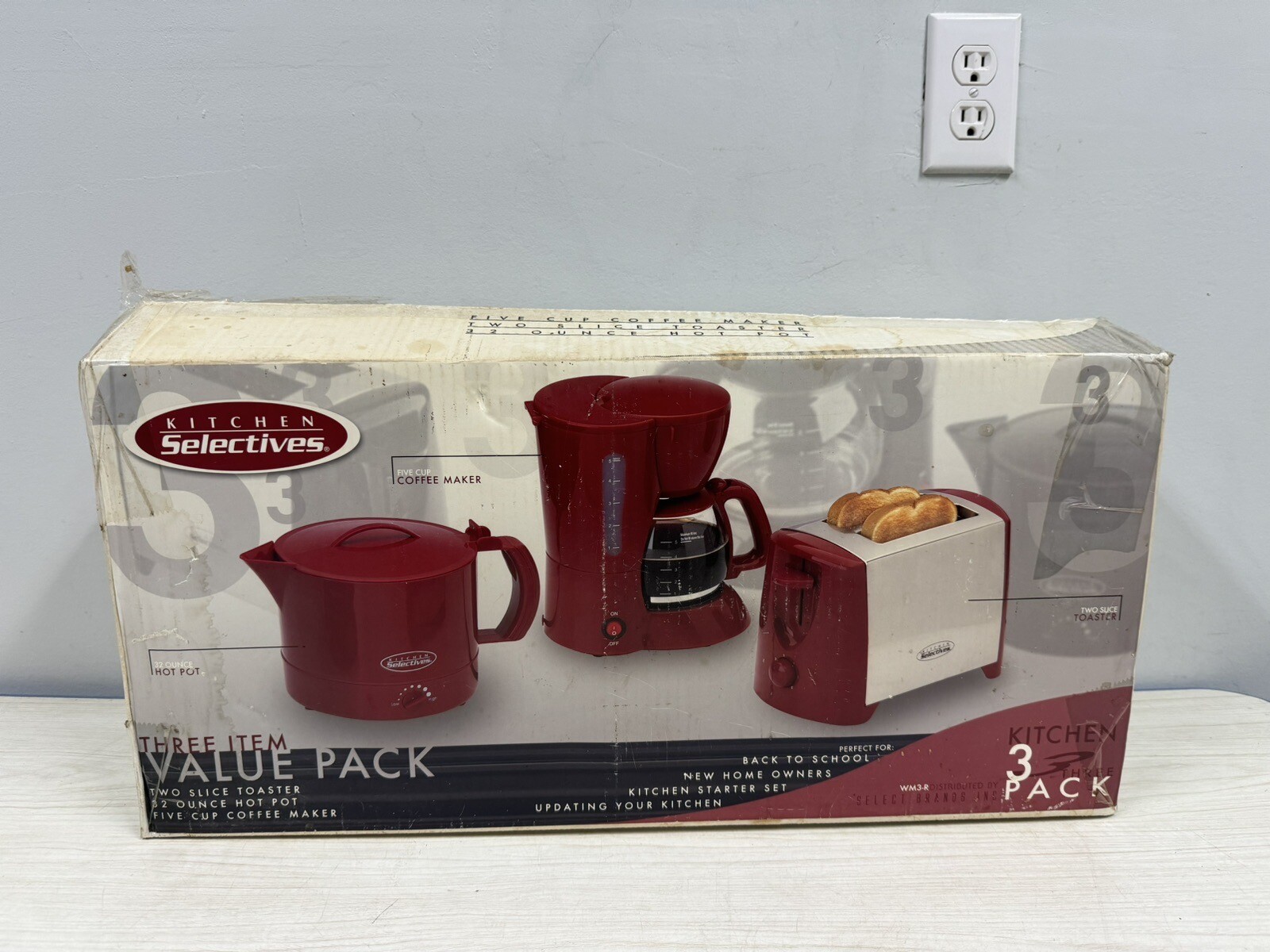 KITCHEN SELECTIVES 3 Pack Toaster/Coffee Maker/Hot PotRED Brand New