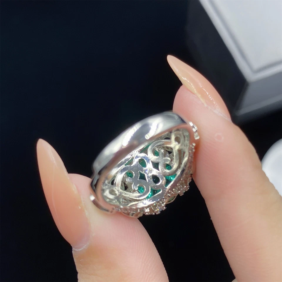 New Sugar Tower Paraiba Green Citrine Gems Gold Silver Charm Women Girl Rings - Image 4 of 4