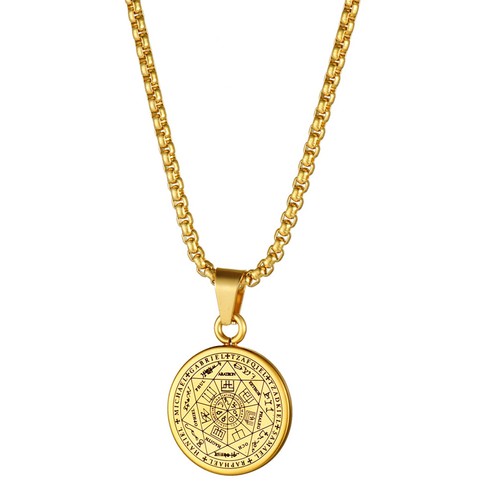 Men's The Seal of The Seven Archangels Amulet Pendant Necklace Stainless Steel - Picture 8 of 16